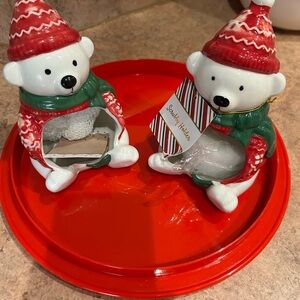Festive Polar Bear kitchen with sponge  - Red and Green